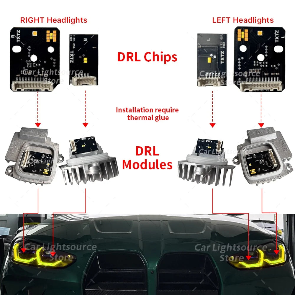DRL LED Board For BMW M3 M4 G80 G82 G22 G23 G26 420i 430i 2021-2023 Laser Headlight Daytime Running Light