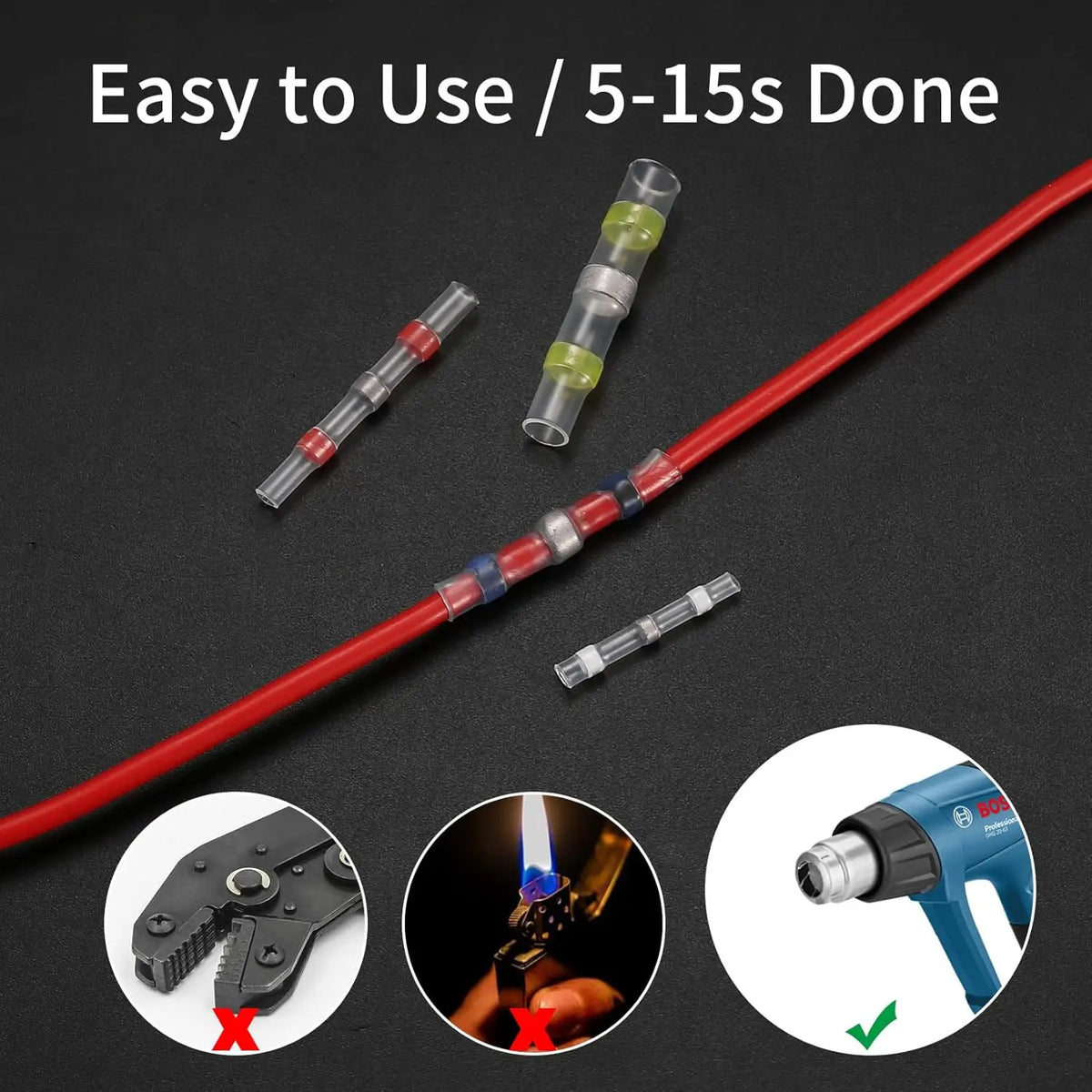 200PCS Solder Seal Wire Connectors Kit Upgraded Heat Shrink 