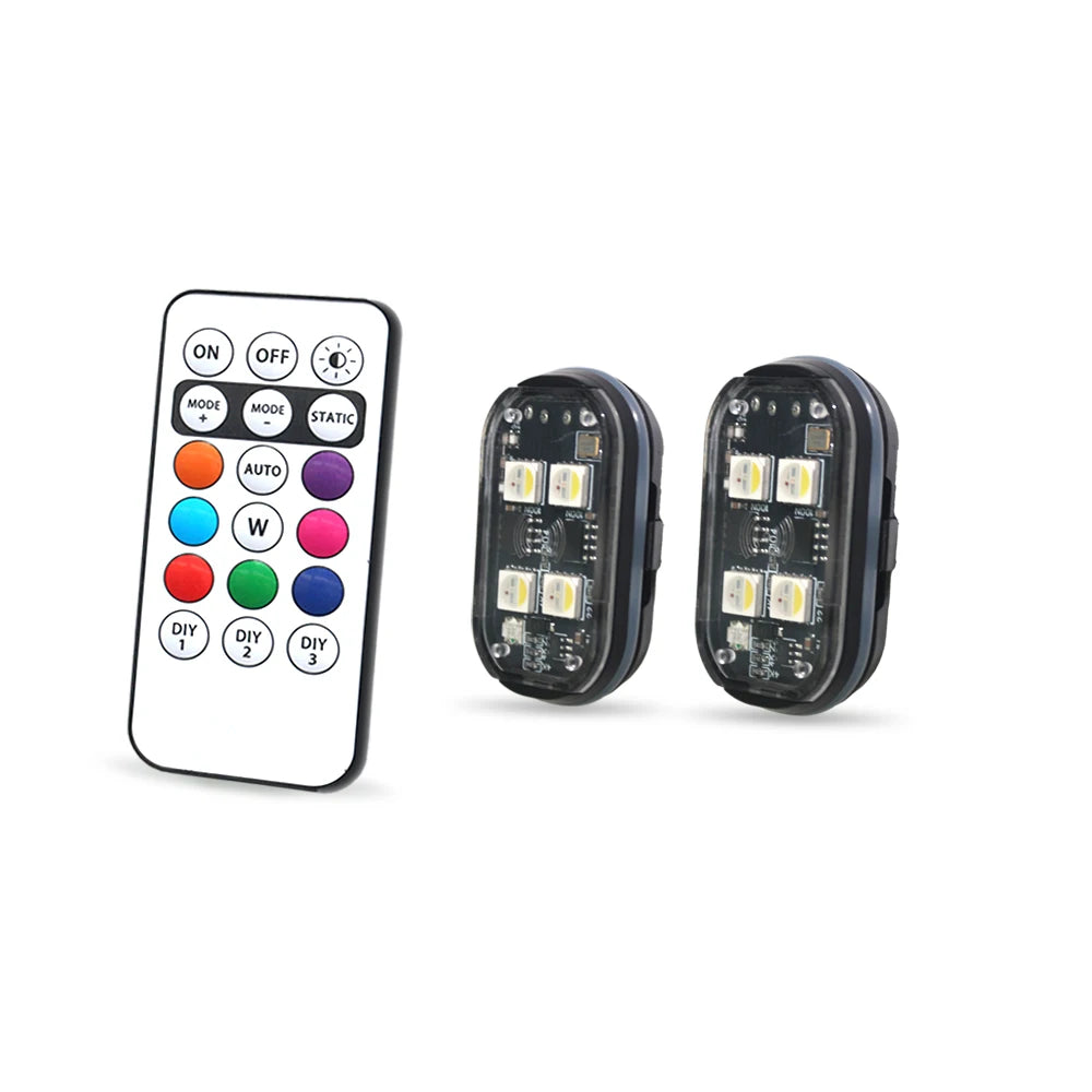 2/4pcs Wireless LED Strobe Lights Car Decor Atmosphere Light 8 Colors Rechargeable Led Lights Anti-Collision LED Warning Light