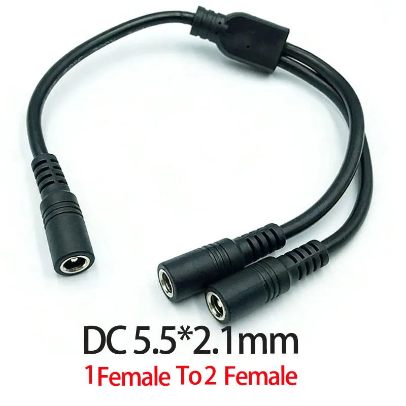 1PC DC 5.5mm 2.1mm 1 To 2 Connector Male To Female Plug DC Power Splitter Cable CCTV LED Strip Light Power Supply Adapter