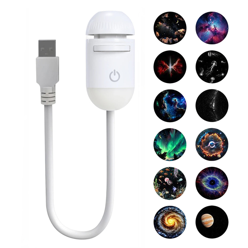 Usb Mini Galaxy Star Projector Star With Multi Projection Films Starry Space Atmosphere Nightlight Kid Car Home Decoration