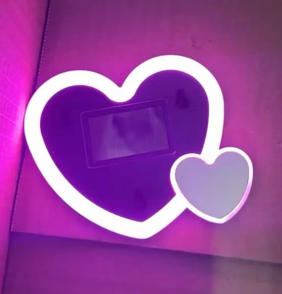 Solar Powered Car Neon Light Wireless Cute Heart Shaped Led Ambient Light Suction Cup USB Rechargeable Atmosphere Breathing Lamp