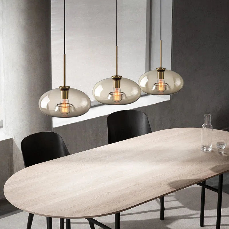 Nordic LED High quality glass pendant light Gold coloured he