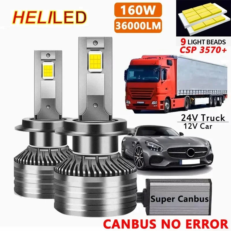 Led Headlight 110W 4300K 6000K 8000K HB3 HB4 9005 9006 H1 H8 H11 H27 Bulb Canbus EMC LED H7 H4 Led Car Headlight for 24V Truck