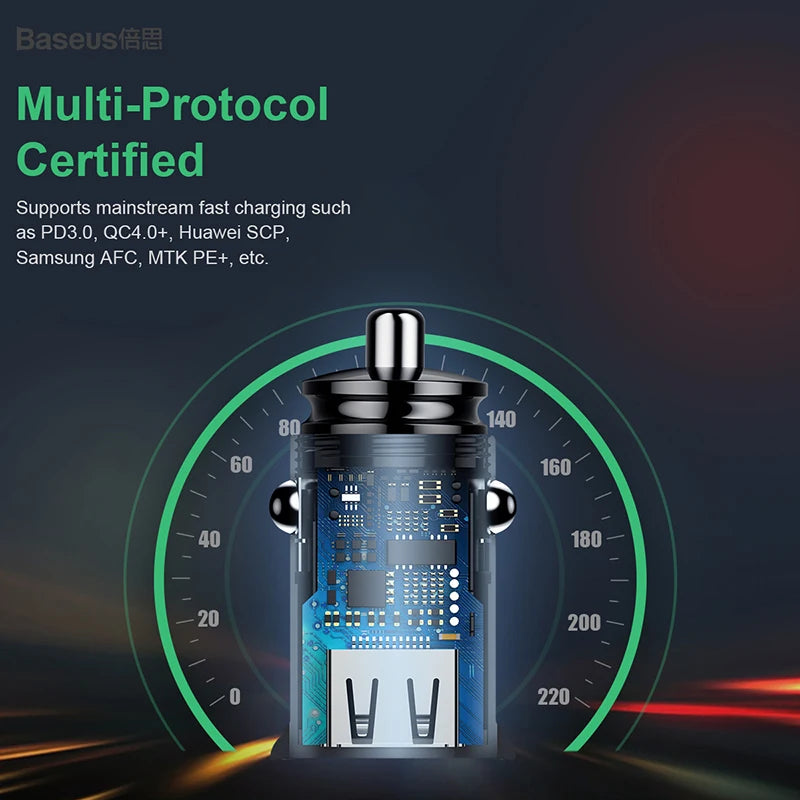 Baseus 30W Dual USB C Car Charger Type C FCP SCP USB PD 3.0 