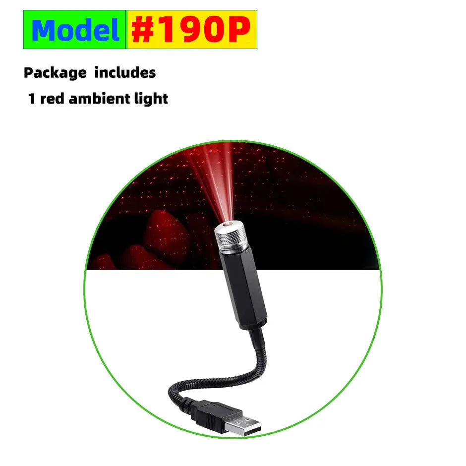 QXNY Mini Car LED Starry Sky Night Light 5V USB Powered Galaxy Star Projector Atmosphere Lamp for Car Roof Room Ceiling Decor
