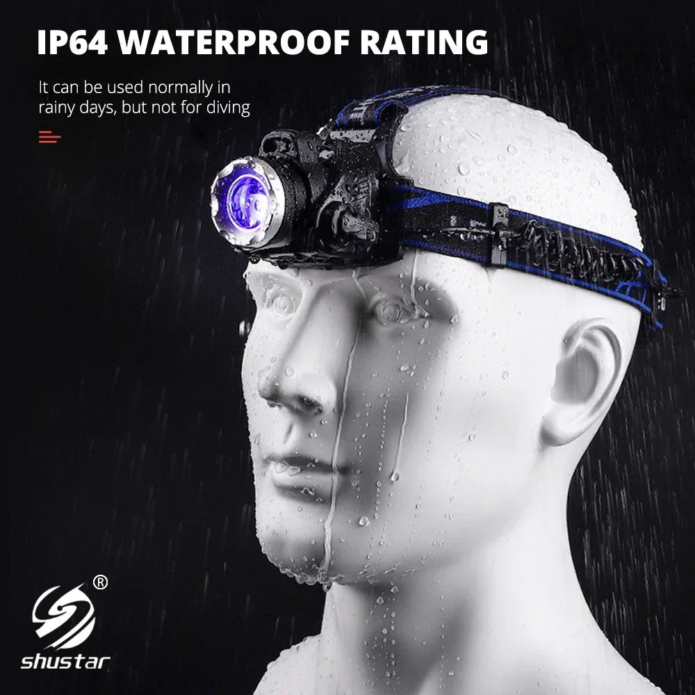 High Power LED Headlamp Fishing Headlight 3 Modes Zoomable W