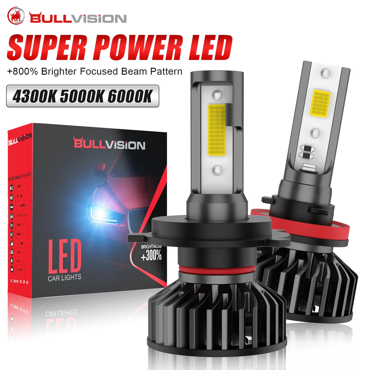 Bullvision H4 H7 H11 LED Headlights Canbus H8 H9 9005 HB3 90