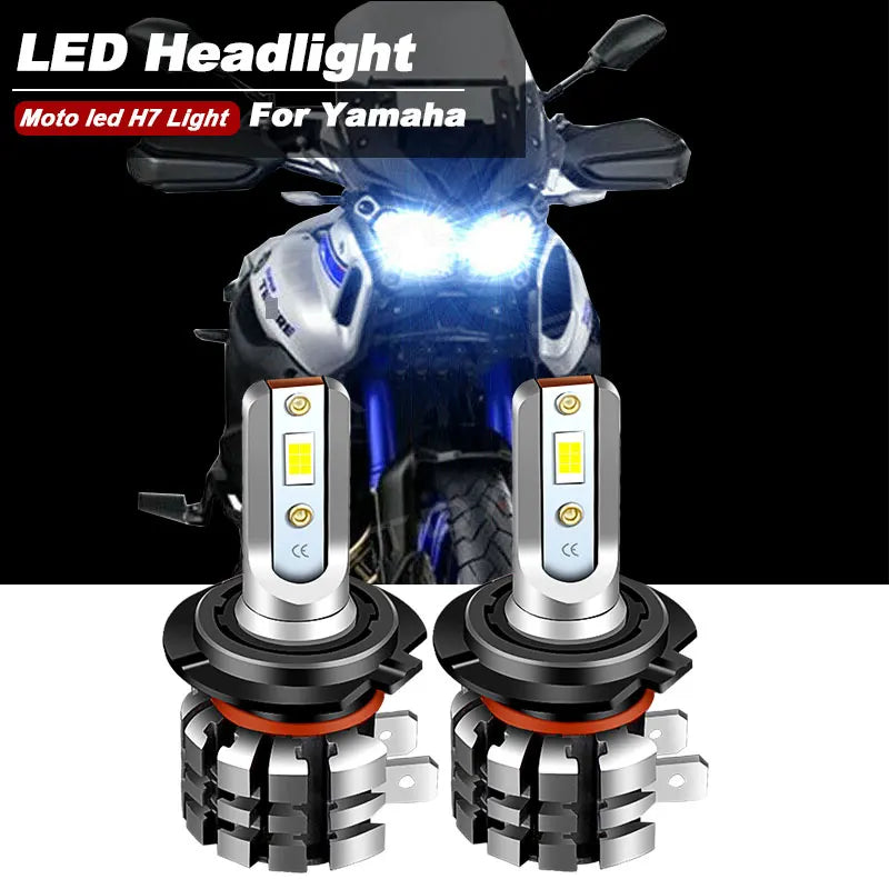 2PCS Motorcycle H7 LED Headlight Bulbs 9600lm 6000k For Yama