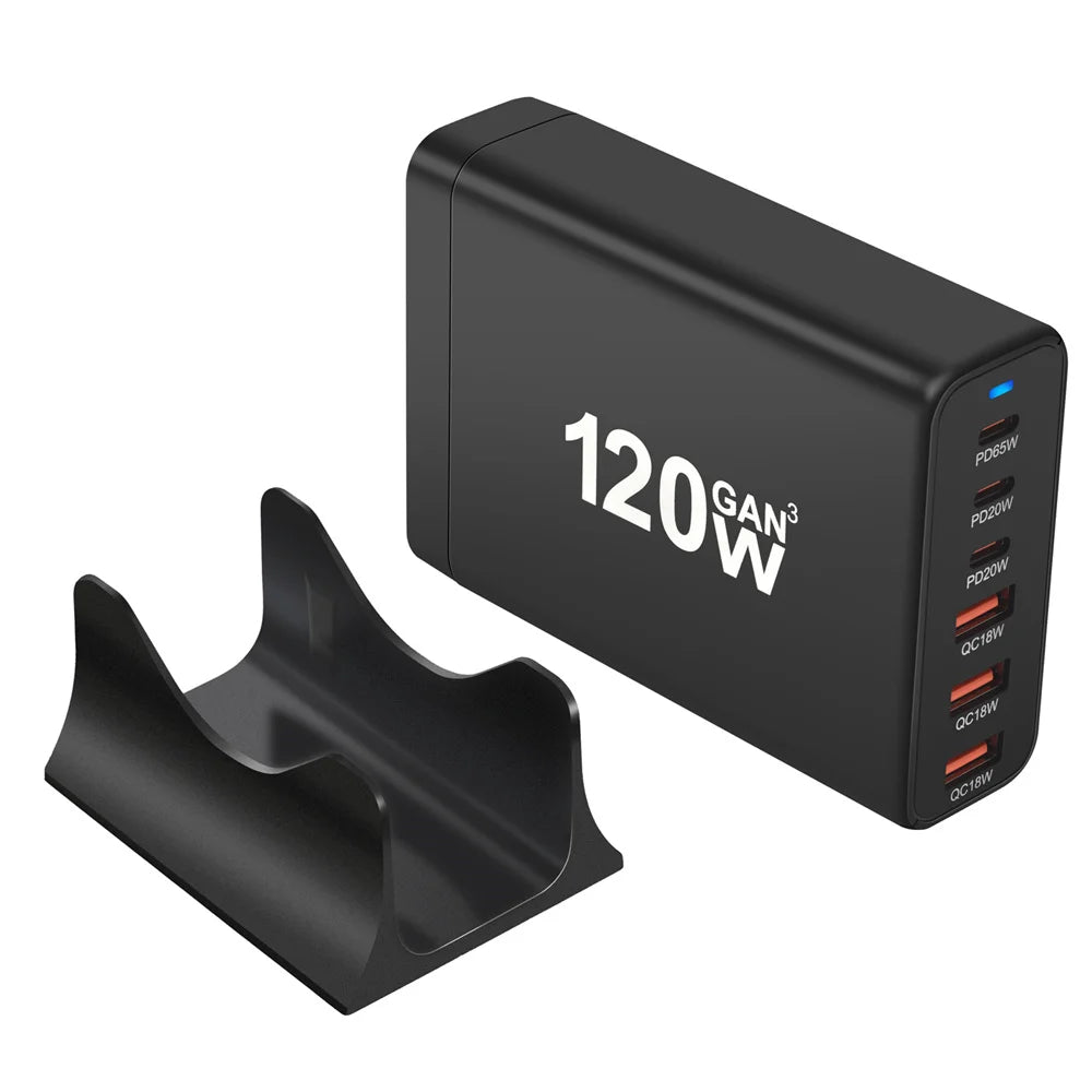 New Style 120W GaN Charger 6 Ports USB Type C PD Charger Qui