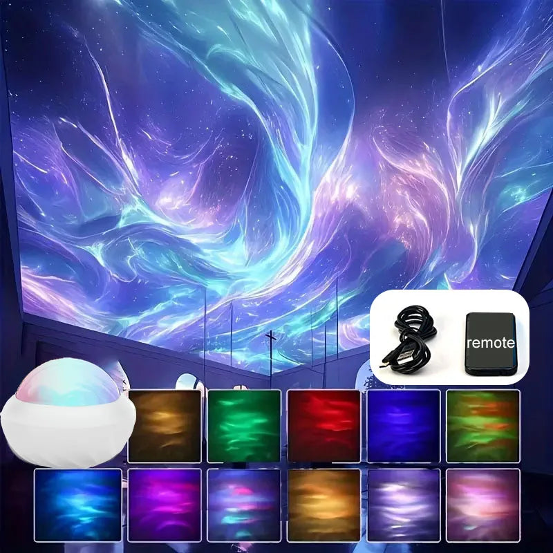 Northern Light Projector RGB Atmosphere Night Lights Remote Control USB Aurora Projection Lamp 360 Rotate for Home Party Decor