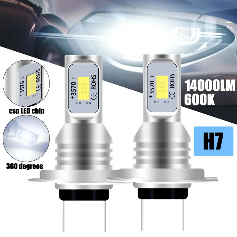 2pcs H7 H1 H8 H9 H11 9005 9006 LED Bulbs HB3 HB4 CSP LED Sup