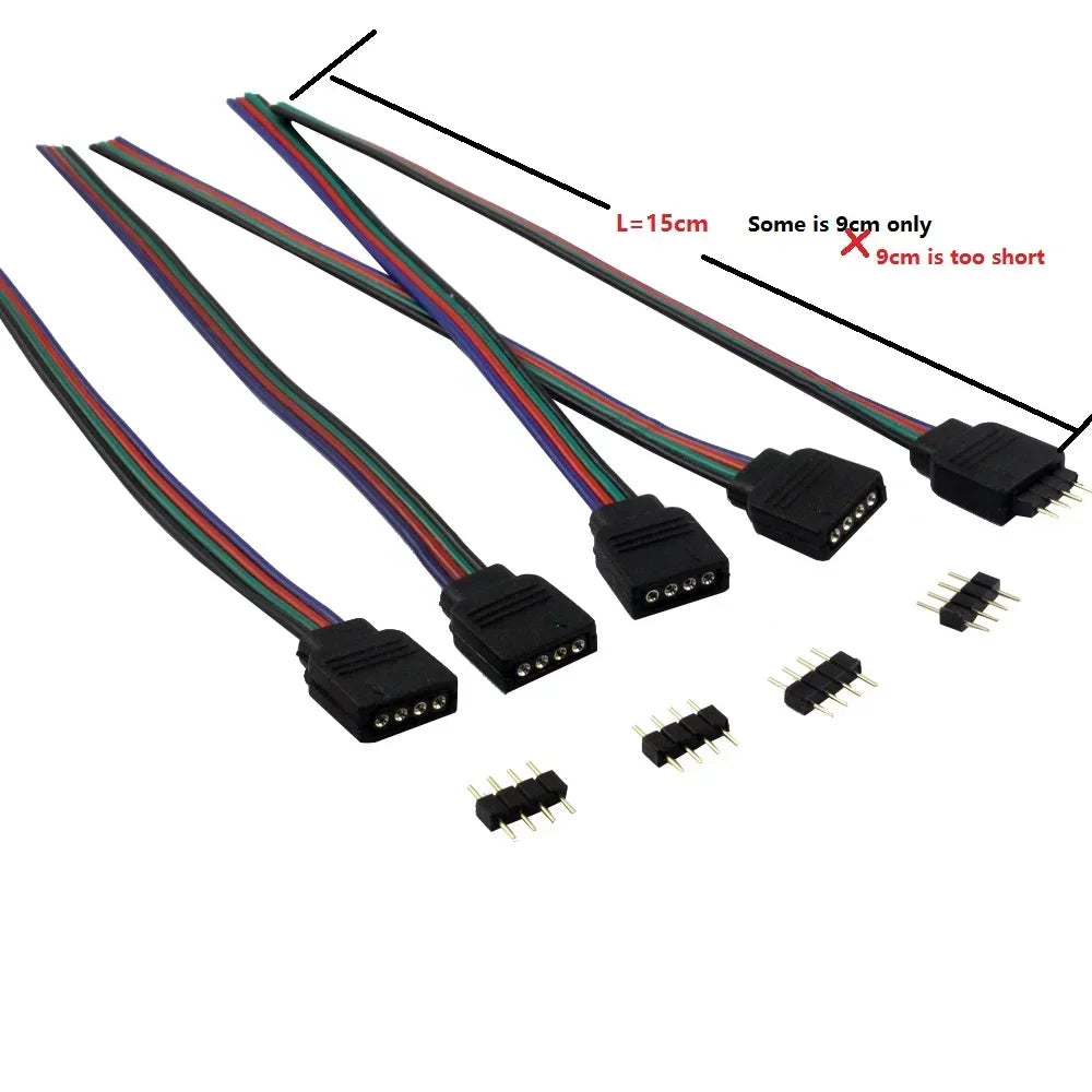 5pcs 15CM 4Pin Connector Cable Male Female No Need Soldering