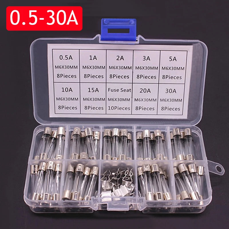 100/72pcs Car Fast-blow Glass Fuses Car Glass Tube Fuses 0.2