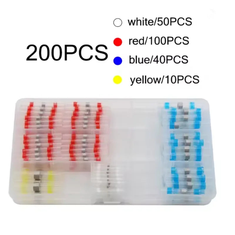 50-500PCS Waterproof Heat Shrink Solder Seal Wire Connectors 26-10 AWG Adhesive Butt Splice Terminal Kit for Cable Repair