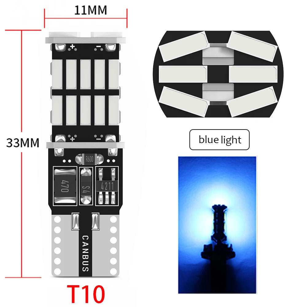 2/10pcs T10 W5W T15 W16W Car Led Lights Canbus No Error 4014SMD For Car Accessories Interior Lamps Tail Reverse Lights White 12V