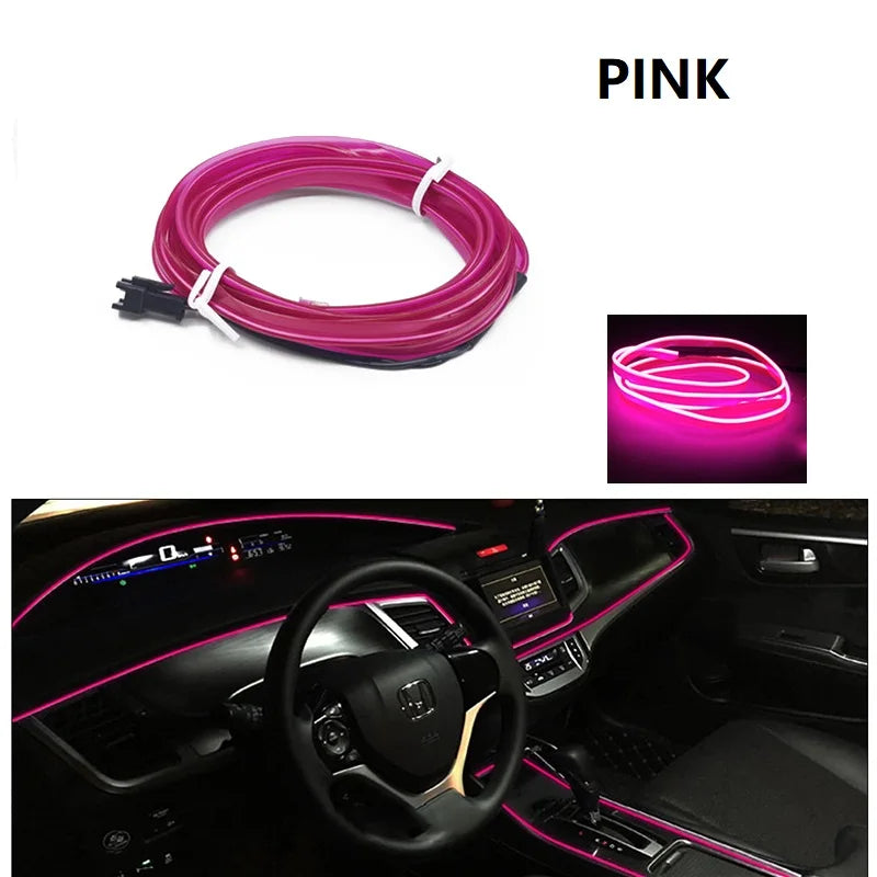 10m/3m/5m Neon LED Car Interior Lighting Strips Auto LED Strip Garland EL Wire Rope Car Decoration lamp Flexible Tube 12V