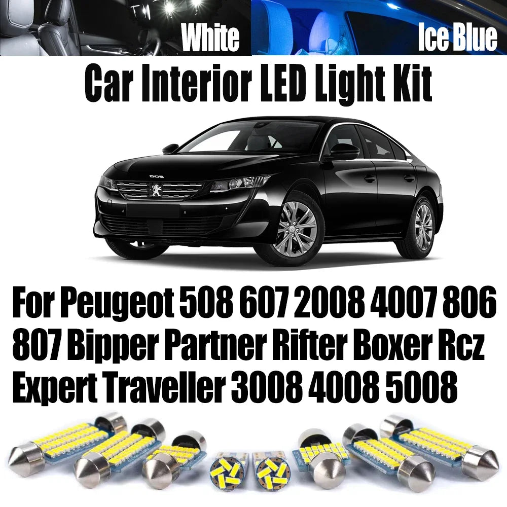 LED Interior Light Kit for Peugeot - Canbus Error-Free Interior Bulbs