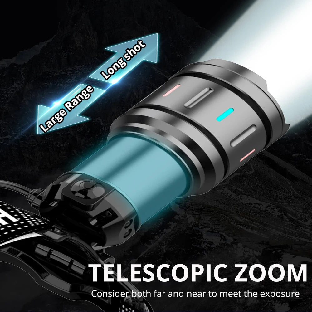 2025 New Super Powerful Headlamp 800W LED IR Sensor Headligh