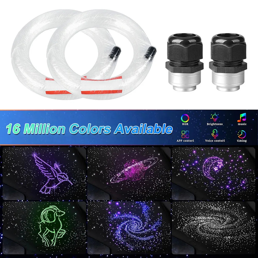 32W RGBW Meteor Car Roof Stars Fiber Optic Light Music Roof 