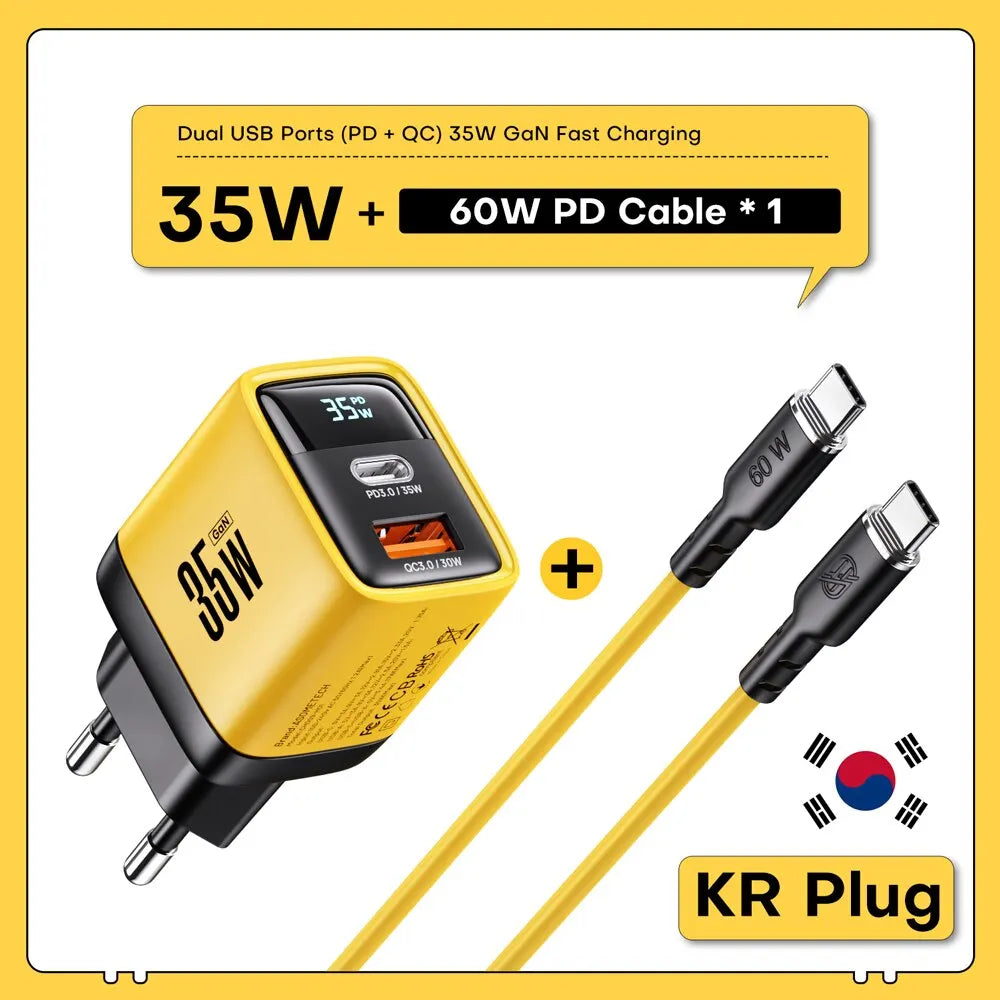 ASOMETECH 35W GaN Charger LED Display QC3.0 30W 25W PD PPS Quick Charge USB Type C Charger For iPhone 14 Pro Samsung S23 Xiaomi