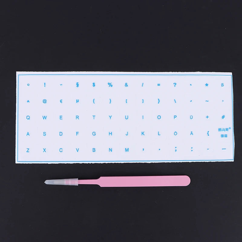 Korean German Transparent Tear Off Keyboard Stickers Universal Laptop Desktop Single Film Engraved Keycap Replacement Sticker