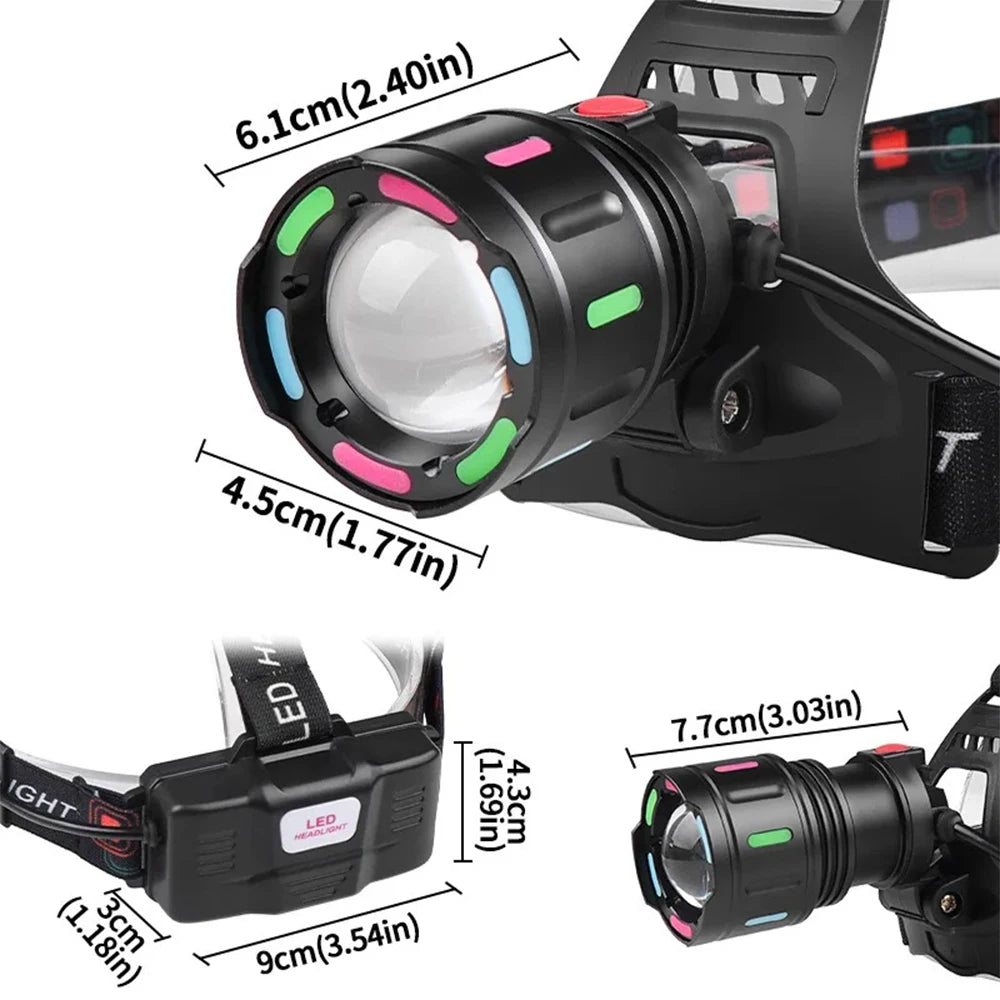 KENSUN High-Power LED Headlight USB Charging Zoom Head Flash