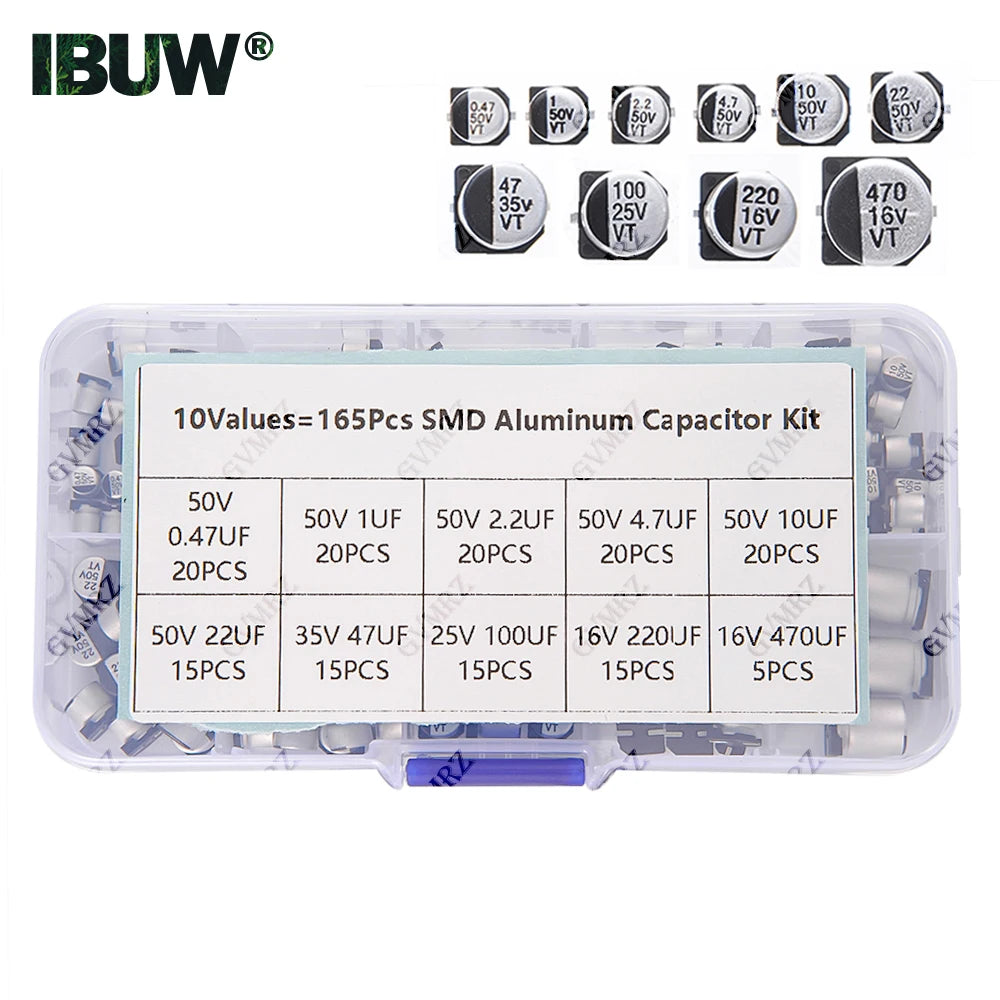 165PCS 10Values SMD Aluminum Electrolytic Capacitor Sample B