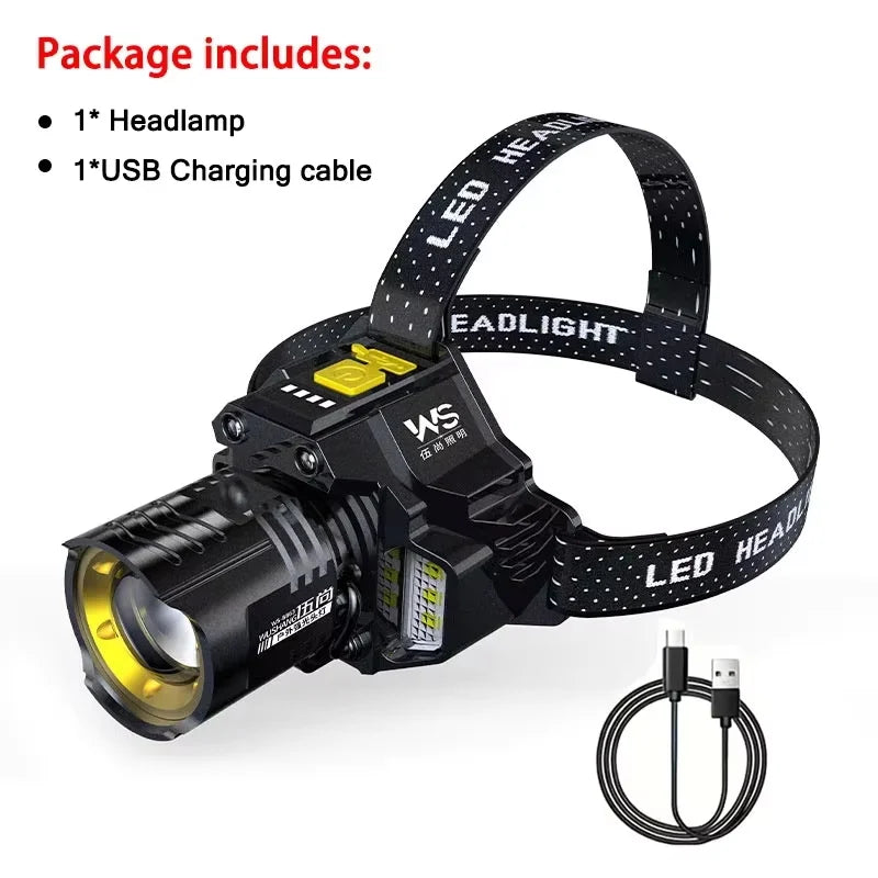 New Outdoor Rechargeable Powerful LED Headlight High Power Portable Emergency Lighting Waterproof Portable Hanging Night Light