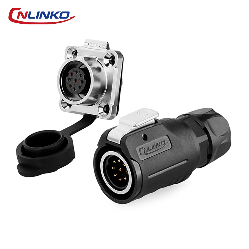 CNLINKO M16 Waterproof Electrical Connector 2/3/4/5/7/8/9 Pin Soldering Wire Aviation Connectors Panel Mounting Plastic+Metal