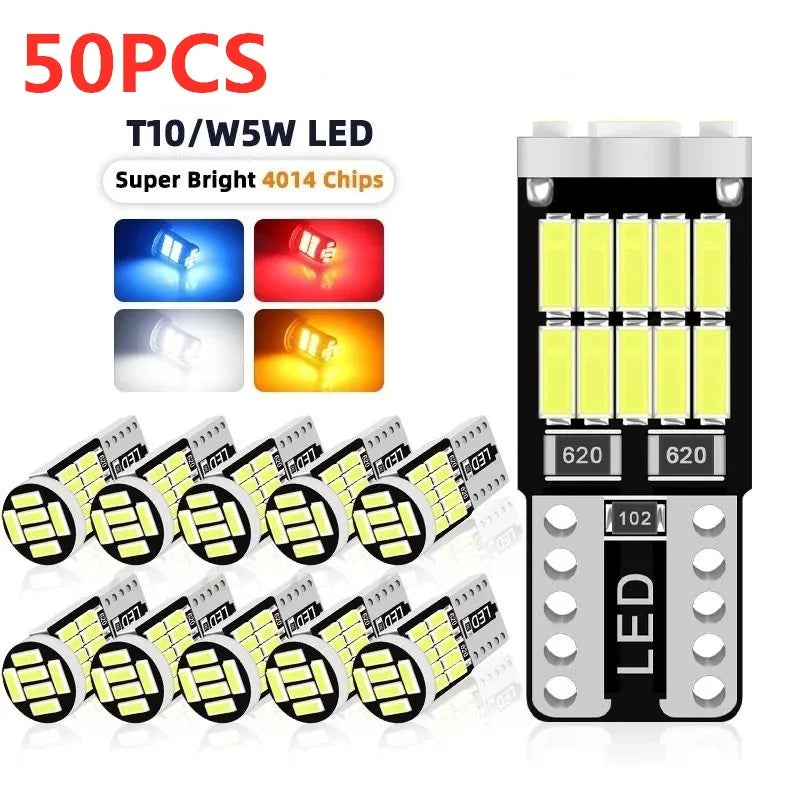 10/20/30/40/50pcs LED T10 W5W 194 501 LED Canbus No Error Ca