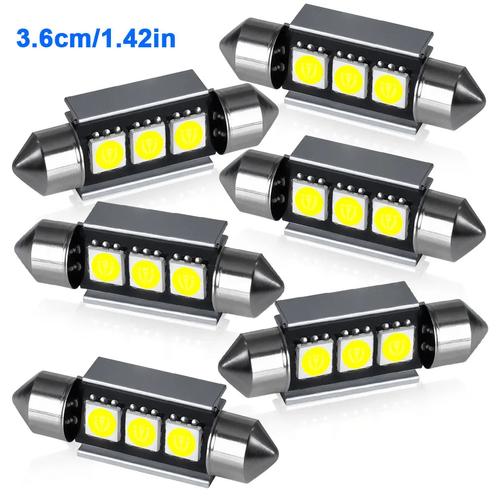 2/4/6/10PCS Festoon LED 31/36/39/41MM Reading Lighting Bulbs White 12V for Car Interior Reading and Liscence Plate Lights