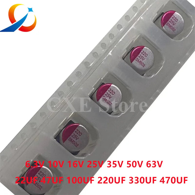 10PCS SMD Solid Capacitors 6.3V 10V 16V 25V 35V 50V 63V 10UF