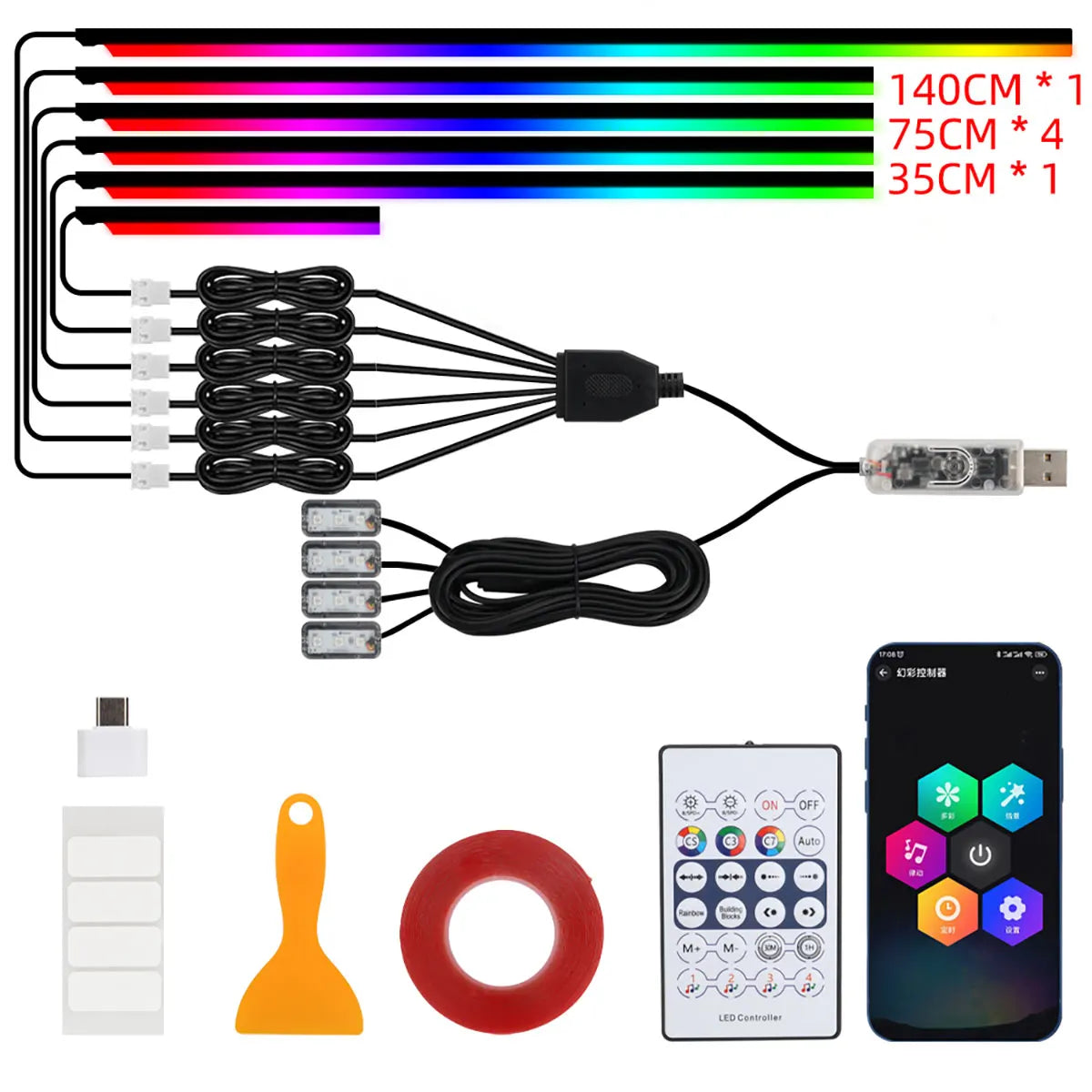 10 in 1 Car Interior Acrylic LED Ambient Lights For Tesla US