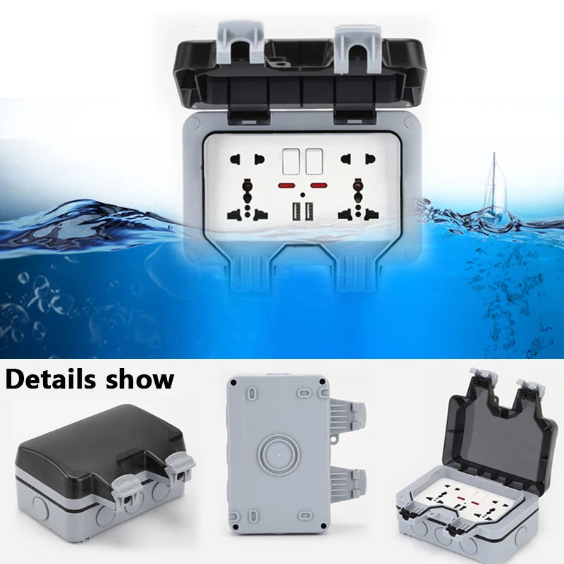 International Universal IP66 USB Wall Outdoor Waterproof Swi