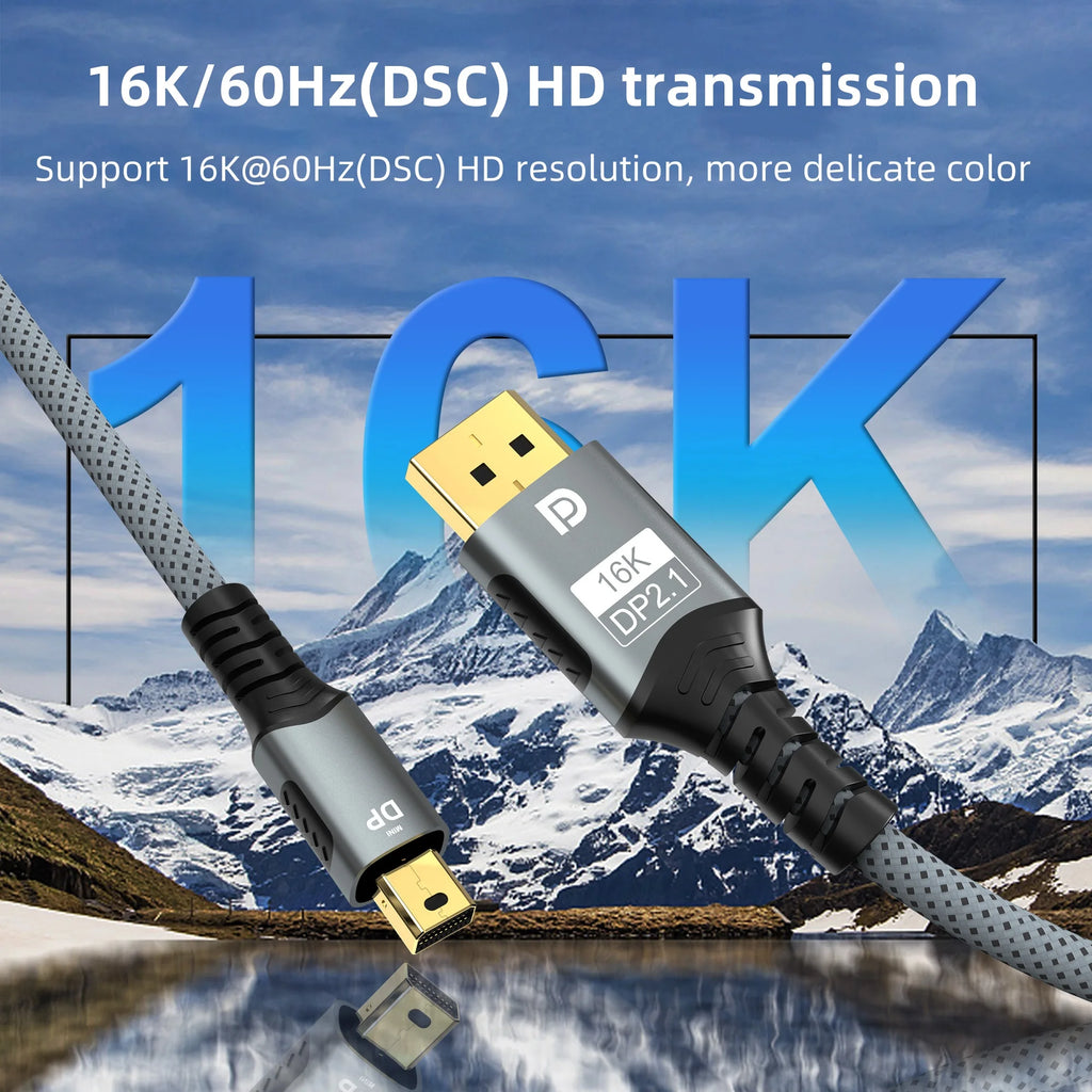 Mini DP to DisplayPort 8K Cable DP1.4 Bi-Directional Convers