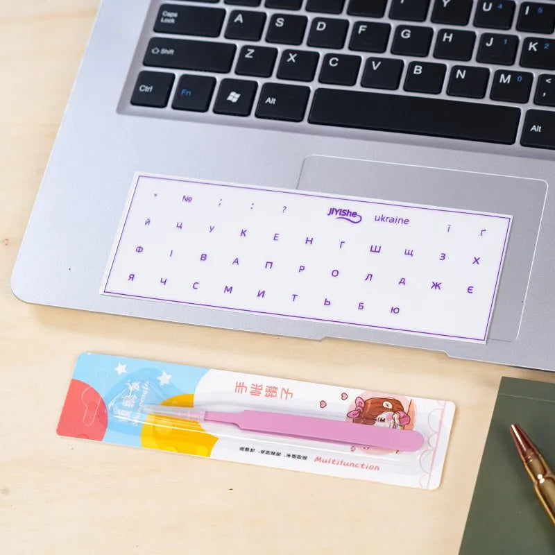 Ukrainian Keyboard Transfer Stickers Us Qwerty Waterproof Pvc Keycap Labels Decal for Laptop Desktop Pc Key Replacement