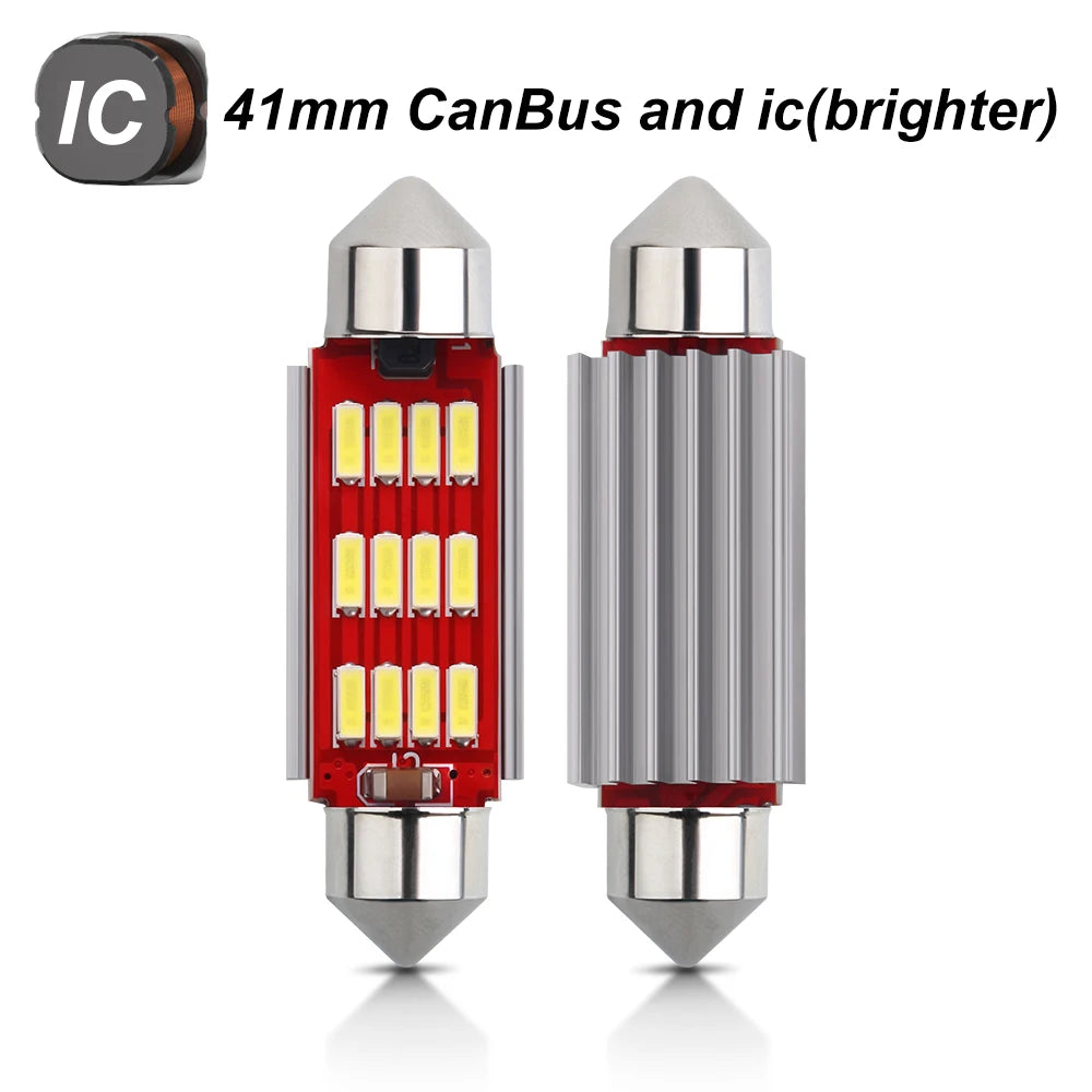 10pcs Canbus New IC 12V C5W C10W Led Bulb 31mm 36mm 39mm 41mm Car Festoon Light Interior Dome Reading Lights 6000K Pure White