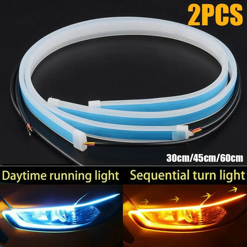 2Pcs 12V Led Guide Strip Headlight for Car Daytime Running L