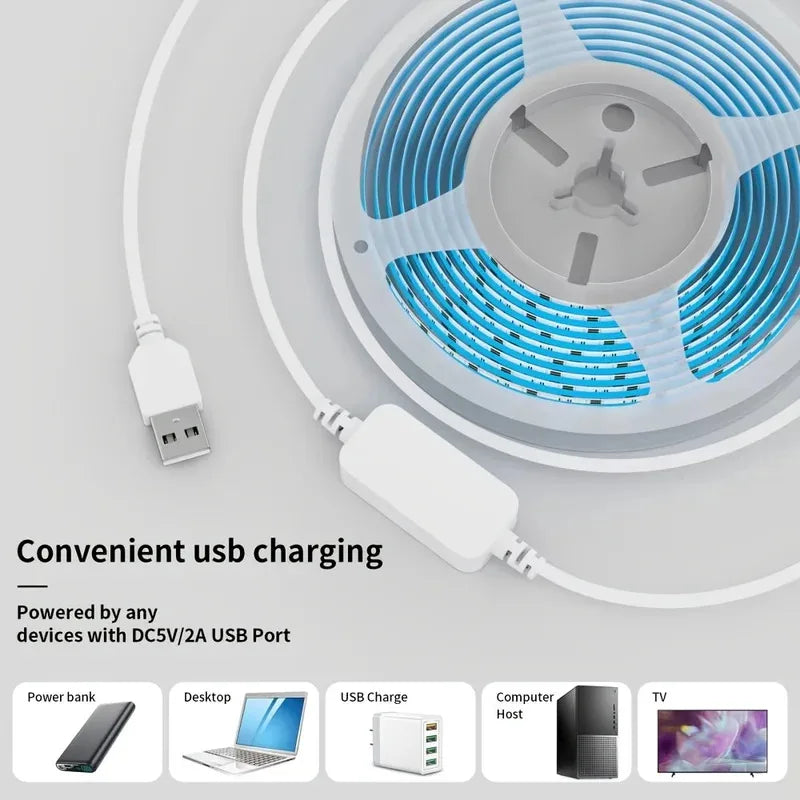 1-5M LED Lights Strip DC 5V USB Gesture Control 60 LEDs/m Ba