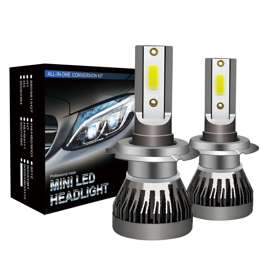 2PCS/pair Mini Lights Auto H7 LED H4 Bulb H3 H8 H9 H11 9005 