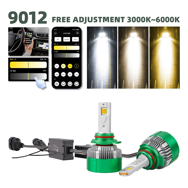 Car Lights K14 H4 Led Lamp Bi Led High Low Beam 3 Colors White Yellow H7 Led Canbus H1 H3 H11 Led Headlight Bulb 9005 9006 12v