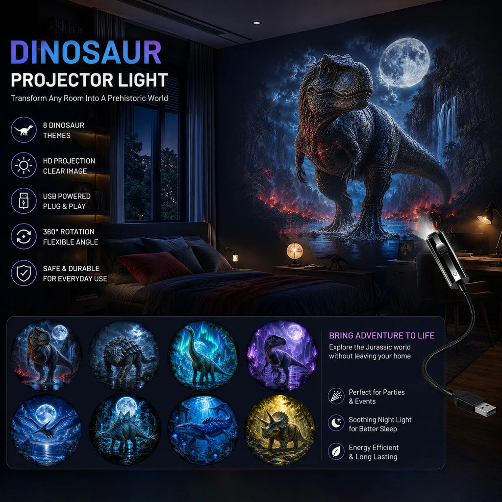 Fantasy Dinosaur Projector Light USB Powered Moonlight Juras