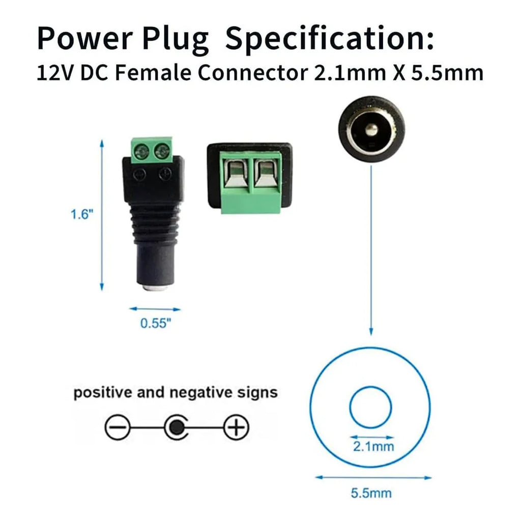 12V Male+Female 2.1x5.5MM DC Power Jack Plug Adapter Barrel 