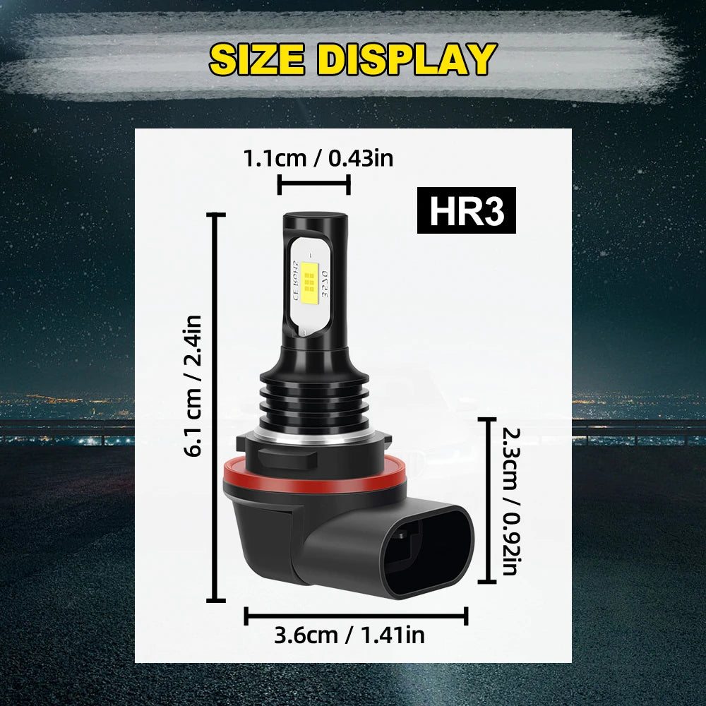 2Pcs LED Lamps 3-PINS LED Headlight Bulb 6000K 90W 34901-HR3