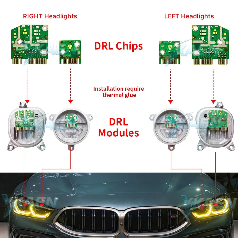 Angel Eye DRL Module For 19-22 BMW 8 Series M8 G14 G15 F92 F93 G16 840i Daytime Running Lights Blue Red for