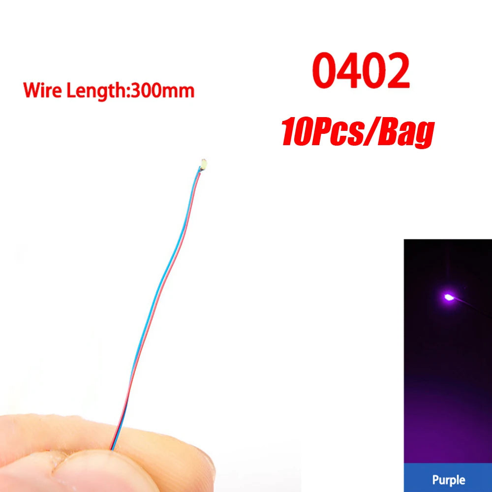 10pcs/Lot 0402 0603 SMD Lamp Wired Micro Led Pre-Soldered Lamp Wired Chip 3V 30cm Railway Model For Diy Model Scenes