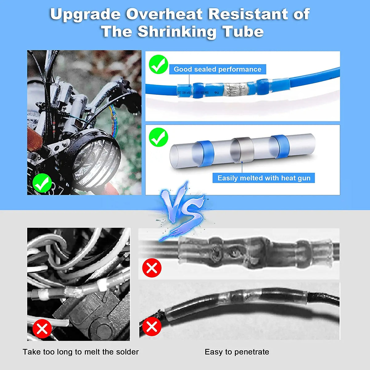 640/250PCS Waterproof Heat Shrink Butt Crimp Terminals Solde