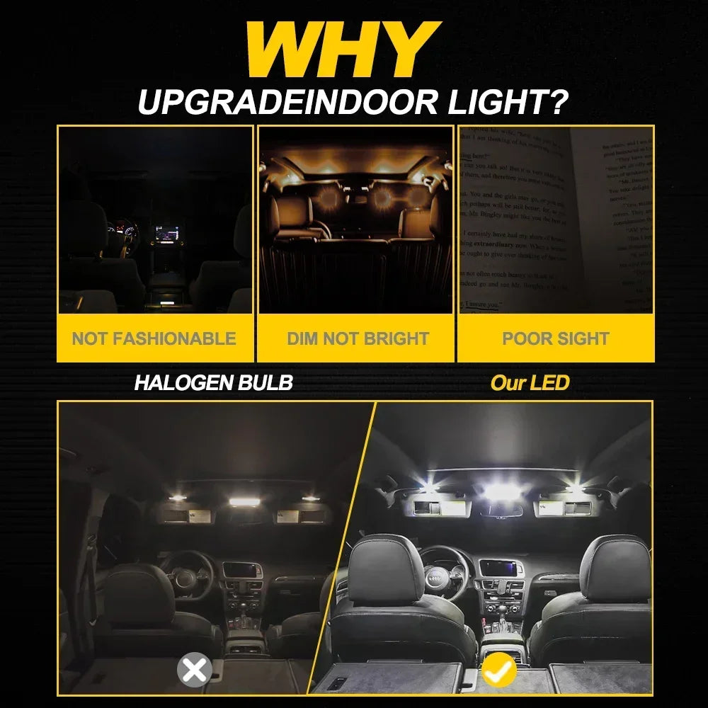 9-Piece LED Interior Light Kit for Kia - Canbus Error-Free Interior Bulbs