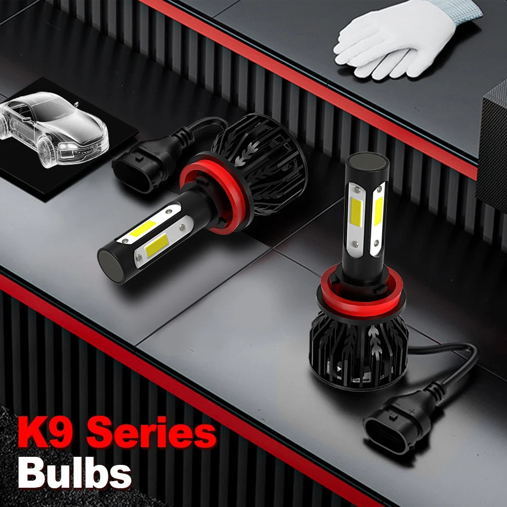 1 Set 4 Sides 9007 LED Car Headlight Bulbs 25000LM 200W 9007
